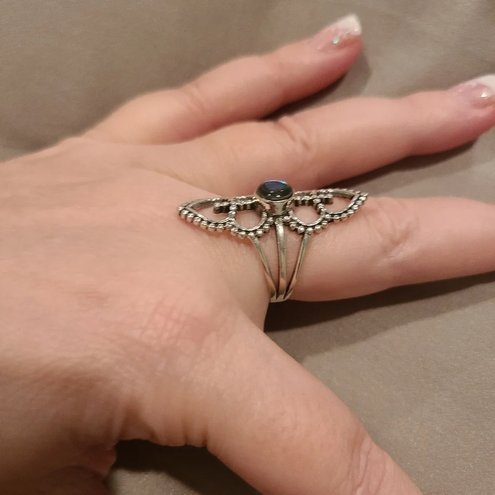 Sterling silver abalone shell ring